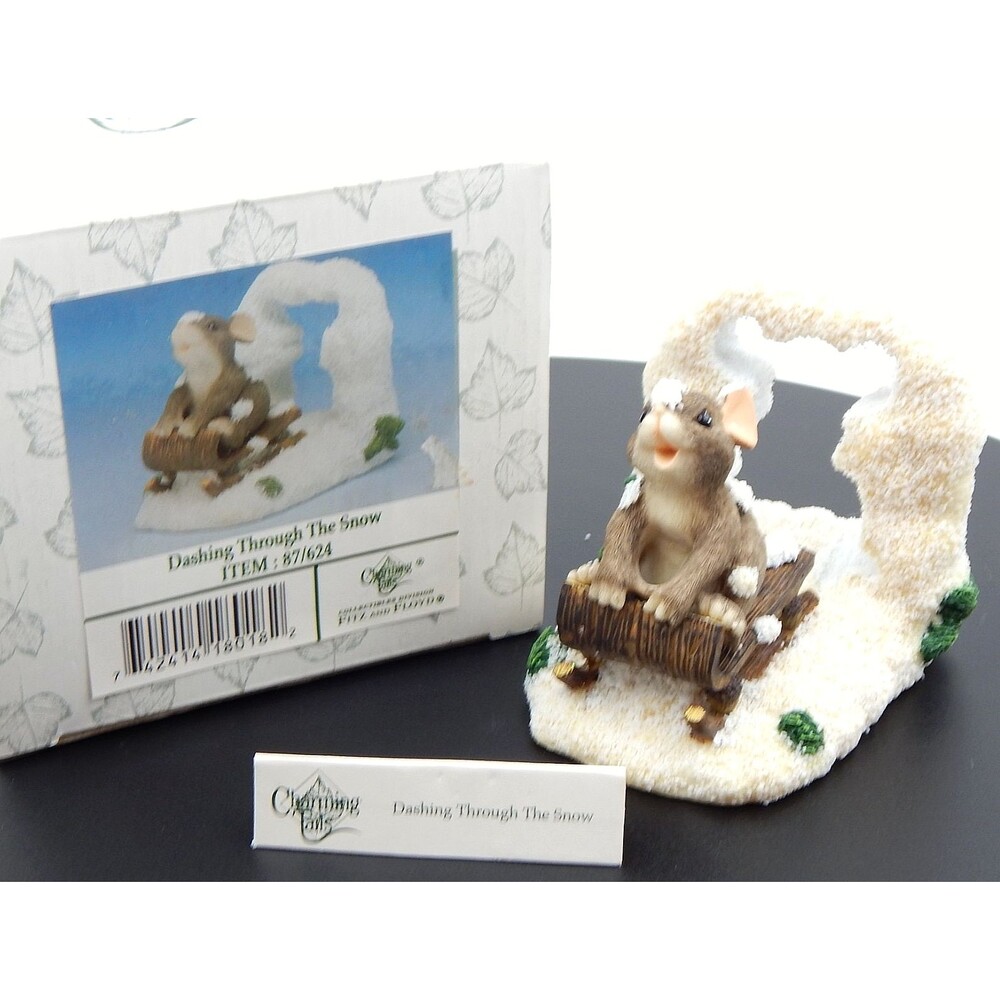 Charming Tails Dashing Through The Snow Figurine 87-624 Figure 1997 Fitz & Floyd